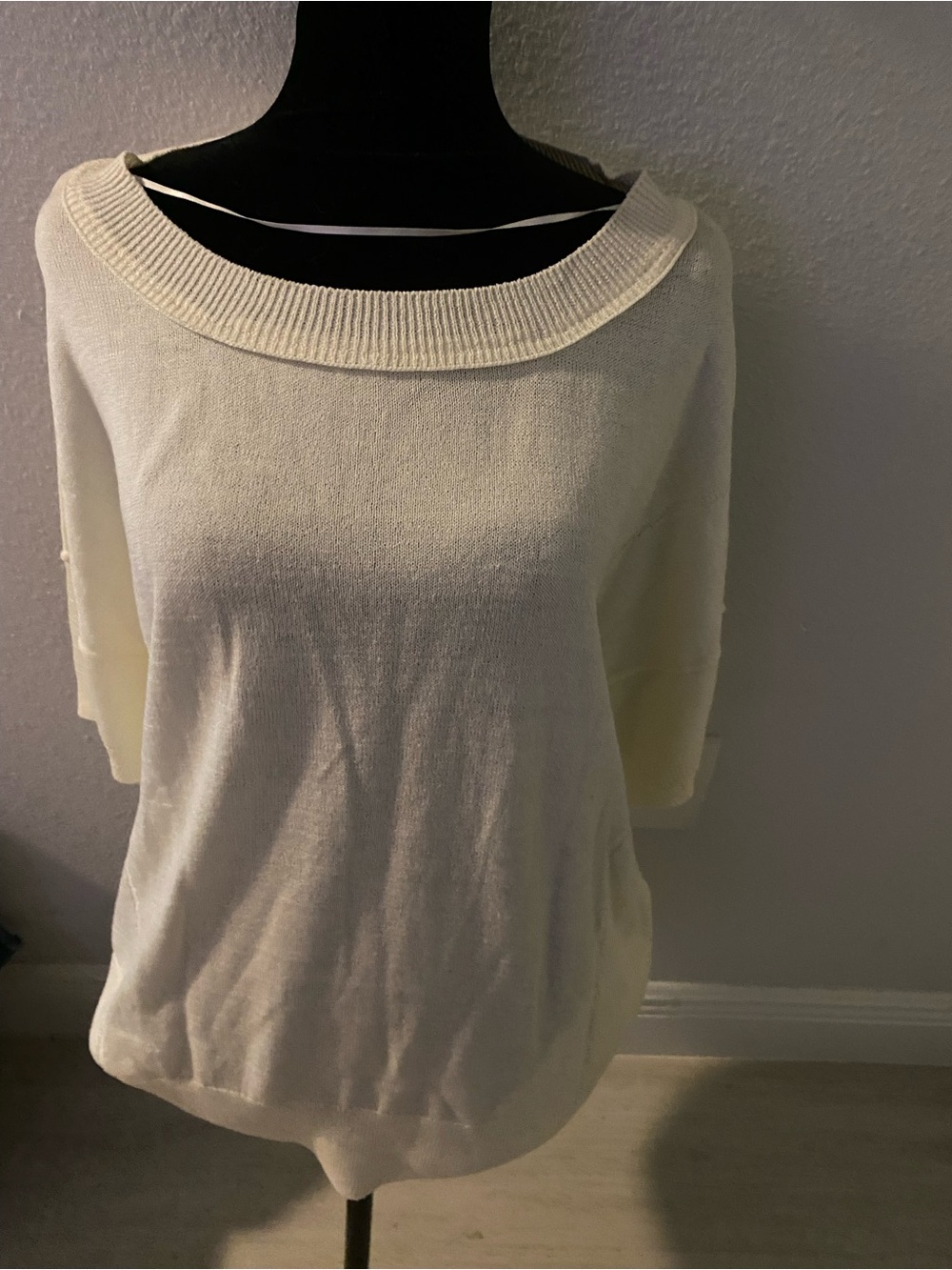 Free People Cream Off-the-Shoulder Light Knit Top new wotags